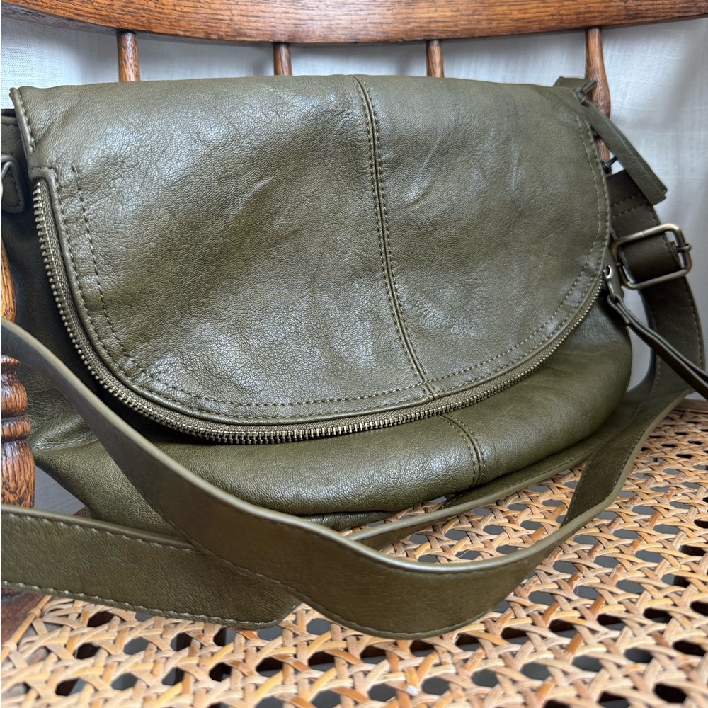 Olive Green Leather Crossbody Bag